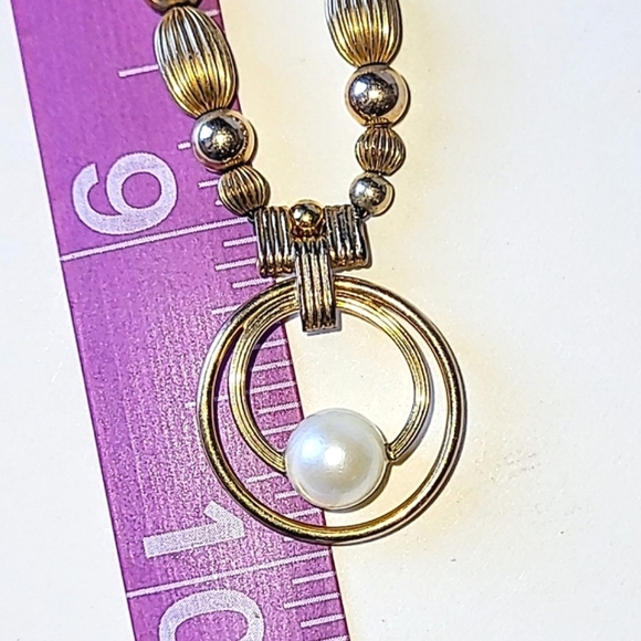 AMCO ART DECO NECKLACE - GOLD-FILLED GENUINE PEARLS - Picture 14 of 15